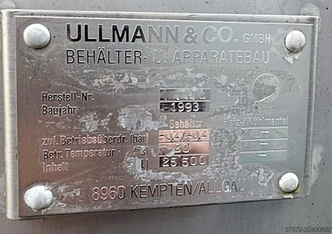 Rohmilch Lagertank Ullmann 25000l/14000l