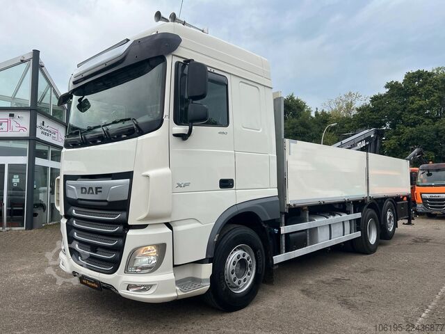 Camión de plataforma DAF XF 480 FAN Baustoff*Atlas 186.3 Kran Hochsitz 7m