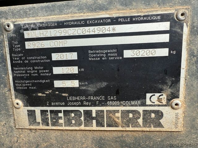 Lančani bager LIEBHERR R926 COMPACT Kettenbagger 30 Tonnen *11.644 H