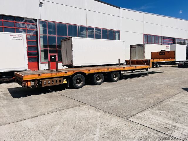 Полуприколка со ниска платформа Möslein STO 3 Schwebheim  3 Achs Satteltieflader Plato 45 t GGfür Fertigteile, Baumaschinen oder Container