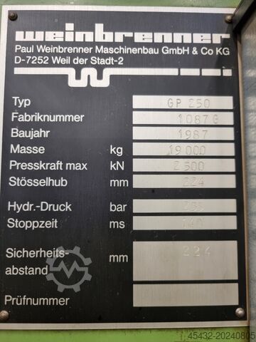 Press brake Weinbrenner GP 250