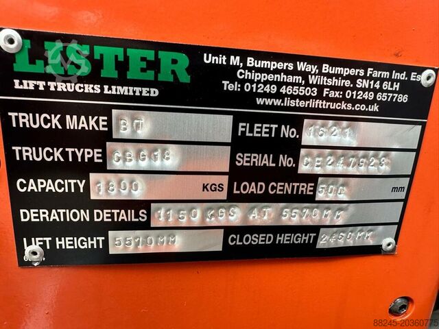 VS-22450 LPG Triplex forklift BT 5510mm with sideshift BT CBG18