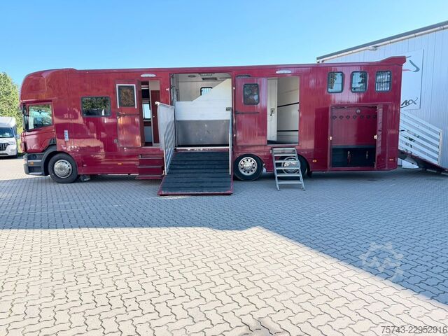 Kamion për transport bagëtish SCANIA P320 EHC Aufbau 6-7 Pferde Wohnung