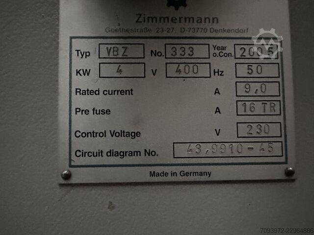 آلة صنفرة شريطية من نوع Zimmerman VBZ250 Zimmerman VBZ250
