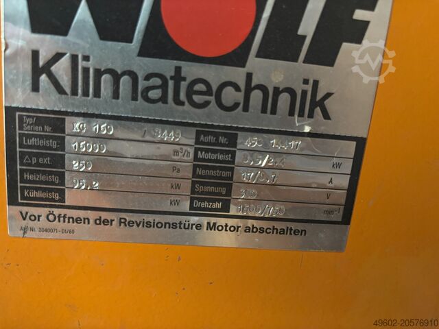 Apkures un ventilatora bloks Wolf Klimatechnik KG160
