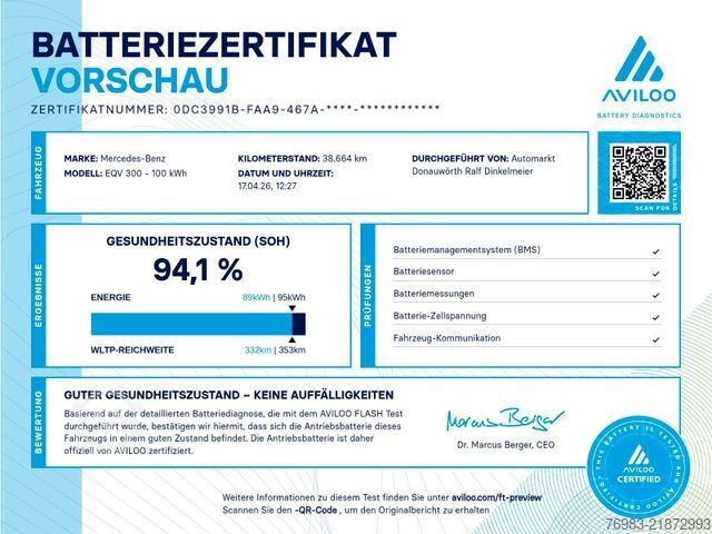 Obytné vozidlo MERCEDES-BENZ EQV 300 lang Avantgarde Camping Modul 360°