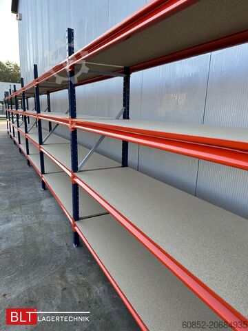 Rack med bred spännvidd ca. 57 lfm. Weitspannregale H: 200 cm T: 60 cm , 400 kg Fachlast , 4 Ebenen