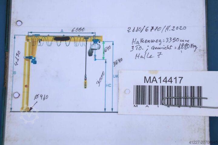Potence sur colonne, flèche 6 m / 3000 kg VETTER TS30-6,0