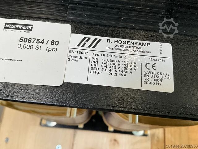 Transformateur 380V (55A) - 44V (460A) R.Hogenkamp UI 210/c-3LK