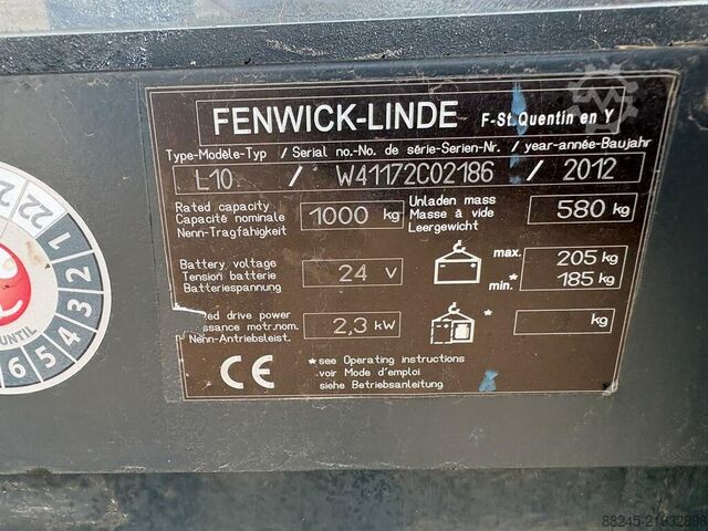 VS-22330 مكدس كهربائي Linde L10b ارتفاع رفع 2,424 مم سنة الصنع 2012 LINDE l10b