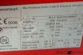 তেলের চুলা Weishaupt WM-L10 /// 1000 kw Weishaupt RL3-A /// 775kw