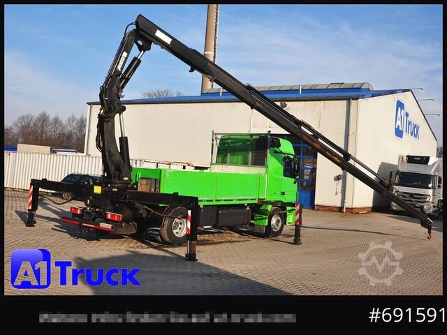 Automobilis ar plakanu platformu MERCEDES-BENZ Actros 1844 MP3, Kran MKG 291 HP 5+3 Funk, TÜV 06/2026
