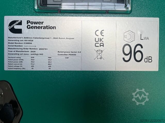 Aggregaat Cummins C38D5Q - 38 kVA Generator - DPX-18504-Q