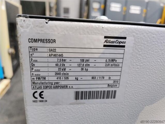 Screw compressor Atlas Copco GA22