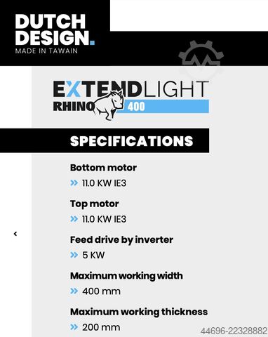 ২-পাশের ৪০০ মিমি প্রশস্ত প্লানার মেশিন RHINO EXTEND LIGHT 400S