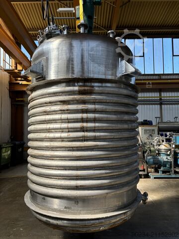 5,957 litra, 3 bar/vakuum i plotë i brendshëm, 6 bar/vakuum i plotë jaket, reaktor vertikal prej çel  5,957 Litre