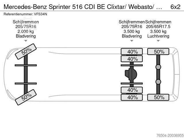 Maleta Mercedes-Benz Sprinter 516 CDI BE Clixtar/ Webasto/ 27 KUB/ N...