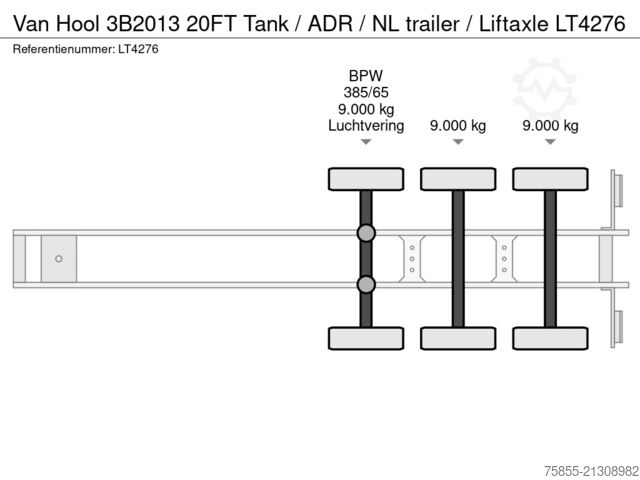 Транспорт на контейнери Van Hool 3B2013 20FT Tank / ADR / NL trailer / Liftaxle