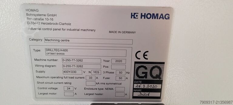 Wielowrzecionowa wiertarka Homag Drillteq H-600