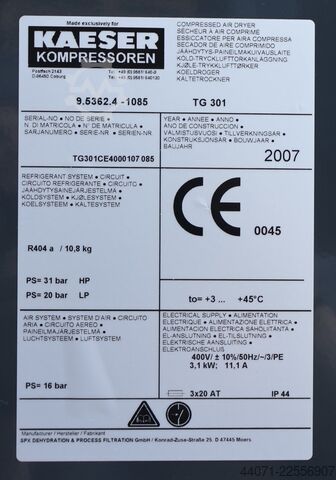 เครื่องอบแห้งลมอัดด้วยความเย็น รุ่น TG 301 Kaeser TG 301