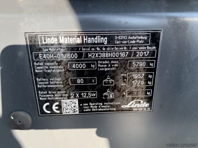 Elektrický 4 -kolesový vysokozdvižný vozík Linde E40H-01/600