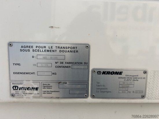Remolque con chasis intercambiable KRONE DRYBOX KOFFER WK 7.3 STG MEHRERE EINHEITEN VERFüGBAR 7,45 METER GESAMTLäNGE