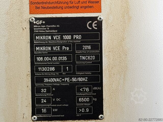 3-осен вертикален обработващ център Mikron VCE 1000 Pro