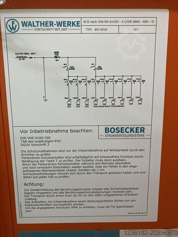 Armario de distribución / Distribuidor de corriente para obras Walther-Werke Typ WV0310