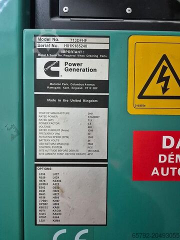 2001년식 Cummins QST30-G7 - 810/900 KVA Cummins QST30-G7