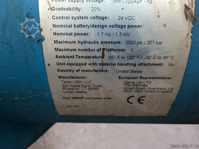 Römork Üstü Bomlu Kaldırıcı Genie TZ-50 DC w/ Drive 17.09 m