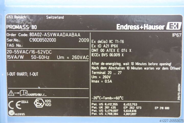 Flow meter Endress+Hauser Promass A  80A02-ASVWAADAABAA