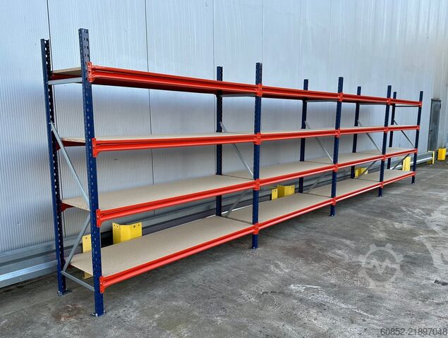 Wide span storage rack ca. 7,66 lfm. Weitspannregale H: 200 cm T: 60 cm , 400 kg Fachlast , 4 Ebenen