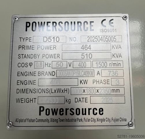 Agregāts Doosan DP158LC - 510 kVA Generator - DPX-19855