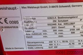 Gasbrander Weishaupt G30/2-A /// 2150 kw. Weishaupt G30-2150kw
