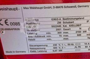 Pembakar gas Weishaupt G30/2-A /// 2300 kw. Weishaupt G30/2-A /// 2150kw