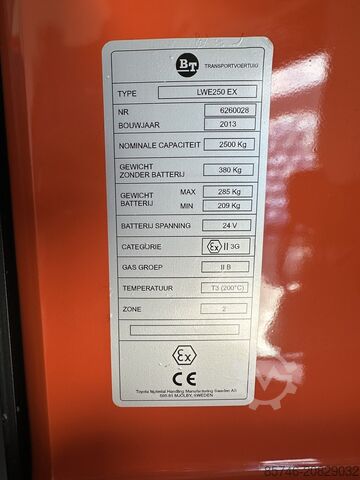 LWE 250 - Atex Pyroban EX 3G / Bölge 2 !! YENİ akü !! BT LWE 250 -  Atex Pyroban EX 3G / Zone 2 !! NEW battery !!