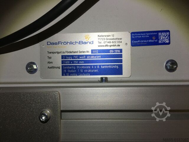 Nastro trasportatore inclinato Nastro trasportatore inclinato Das Frölichband 2 Lagig PVC weiß strukturiert