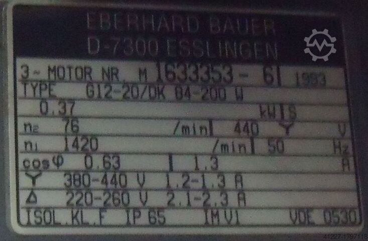 Редукторный мотор 0,37 кВт 76 об/мин BAUER G12-20/DK84-200W