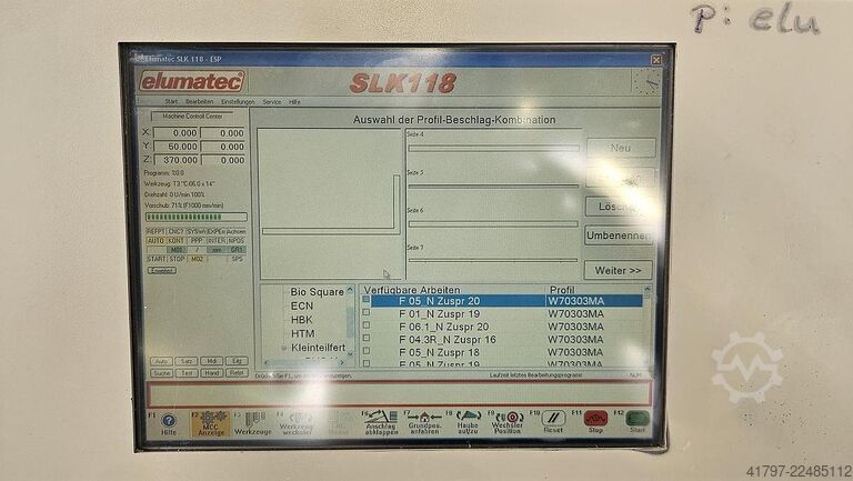 Elumatec SLK 118 megmunkálóközpont Elumatec SLK 118