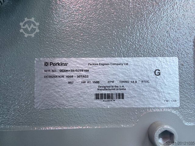Generator set Perkins 4008TAG3 - 1.250 kVA Generator - DPX-21070