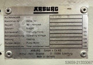מכונות הזרקה עד 1000 KN Arburg Arburg 270U 250-70, 2005
