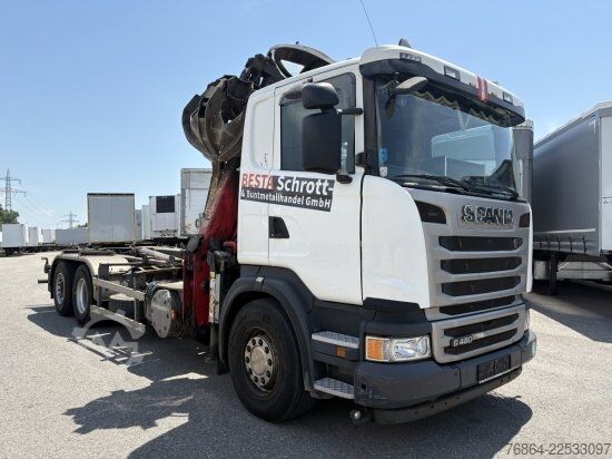 自卸卡车 SCANIA G480 6X2 ABROLLER MIT KRAN  ,RETARDER, EURO 5, SCHROTTGREIFER