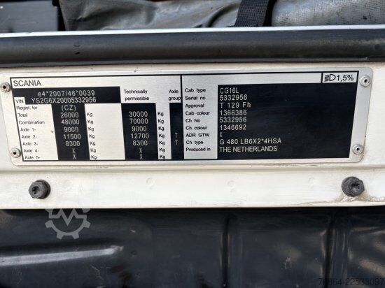 自卸卡车 SCANIA G480 6X2 ABROLLER MIT KRAN  ,RETARDER, EURO 5, SCHROTTGREIFER