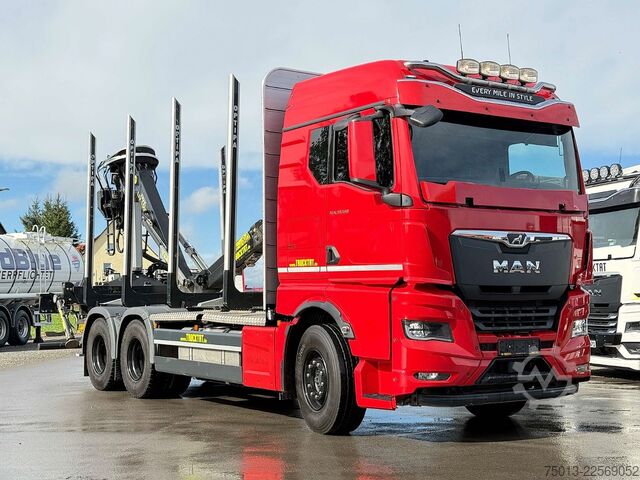 Truk pengangkut kayu MAN TGX 33.510 BL CH 6X4 mit TajfunLIV 150Z96,MIETE?