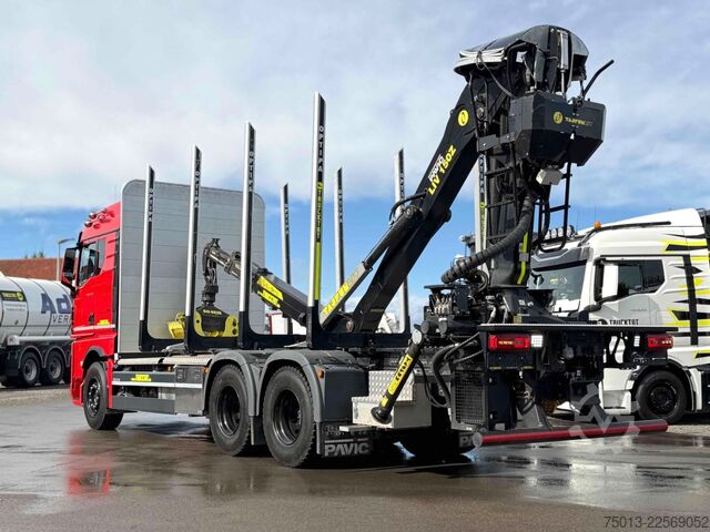 Truk pengangkut kayu MAN TGX 33.510 BL CH 6X4 mit TajfunLIV 150Z96,MIETE?