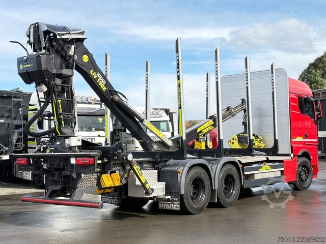Truk pengangkut kayu MAN TGX 33.510 BL CH 6X4 mit TajfunLIV 150Z96,MIETE?