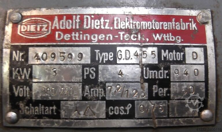 Elektromotor 3 kW 940 U/min DIETZ G.D. 455 D