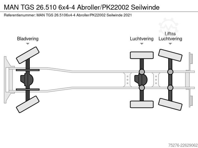 Sistema de braço de gancho MAN TGS 26.510 6x4-4 Abroller/PK22002 Seilwinde