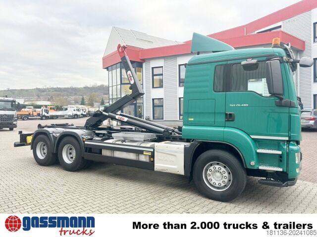 Рол-оф камион MAN TGS 26.480 6x4 BL, Motorabtrieb, Navi, Intarder,