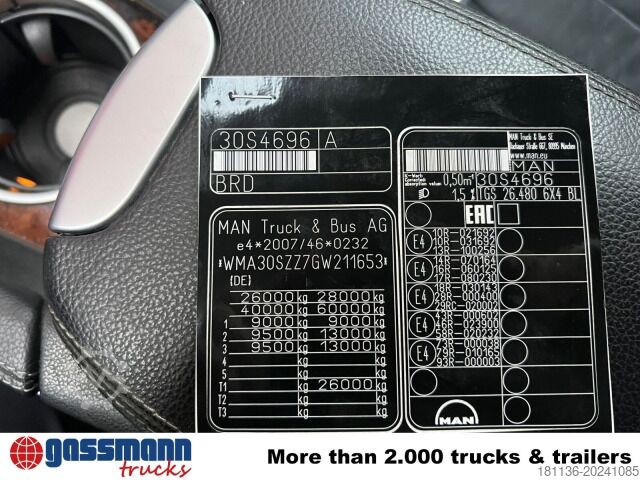 Haakarm vrachtwagen MAN TGS 26.480 6x4/45 BL, Klima, Intarder, Hyva 20.60